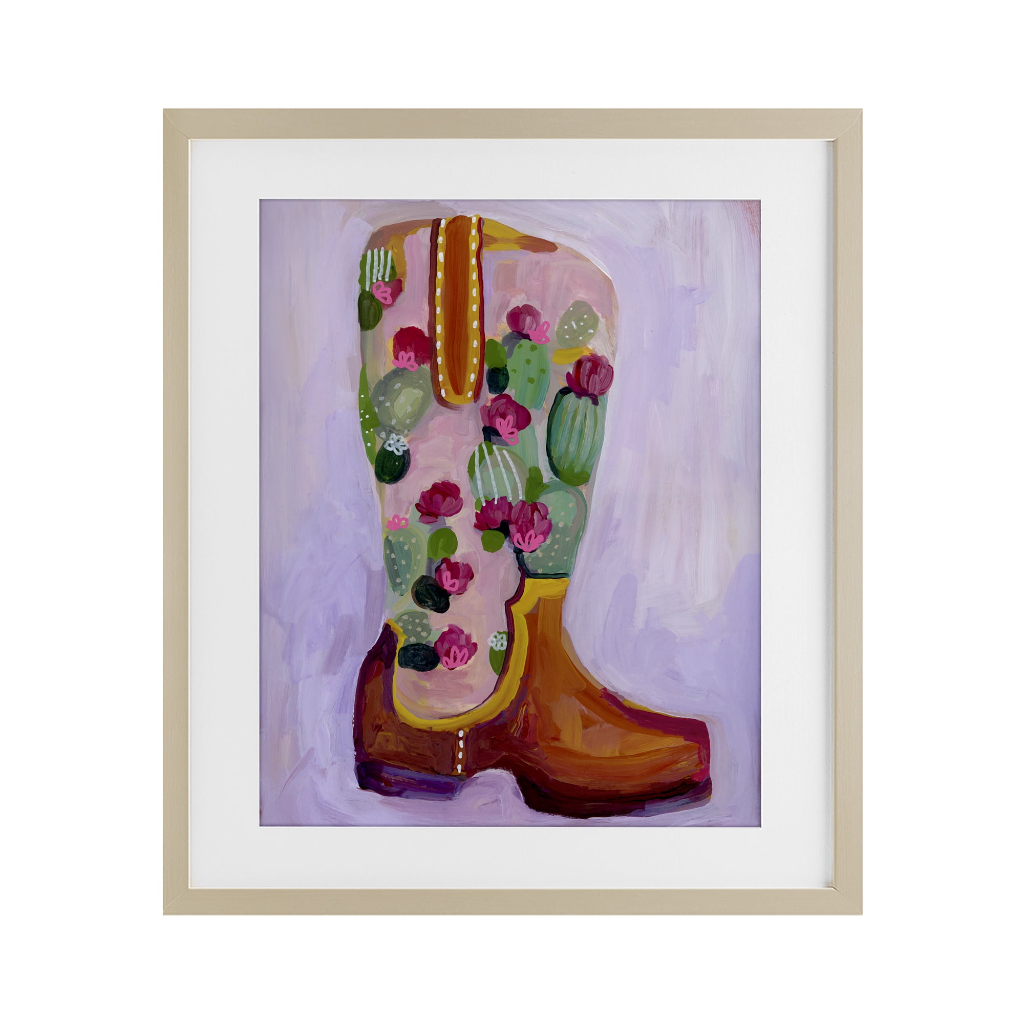 Desert Day Dream Boots Birch Framed Print Under Glass, design by Ashley Davis