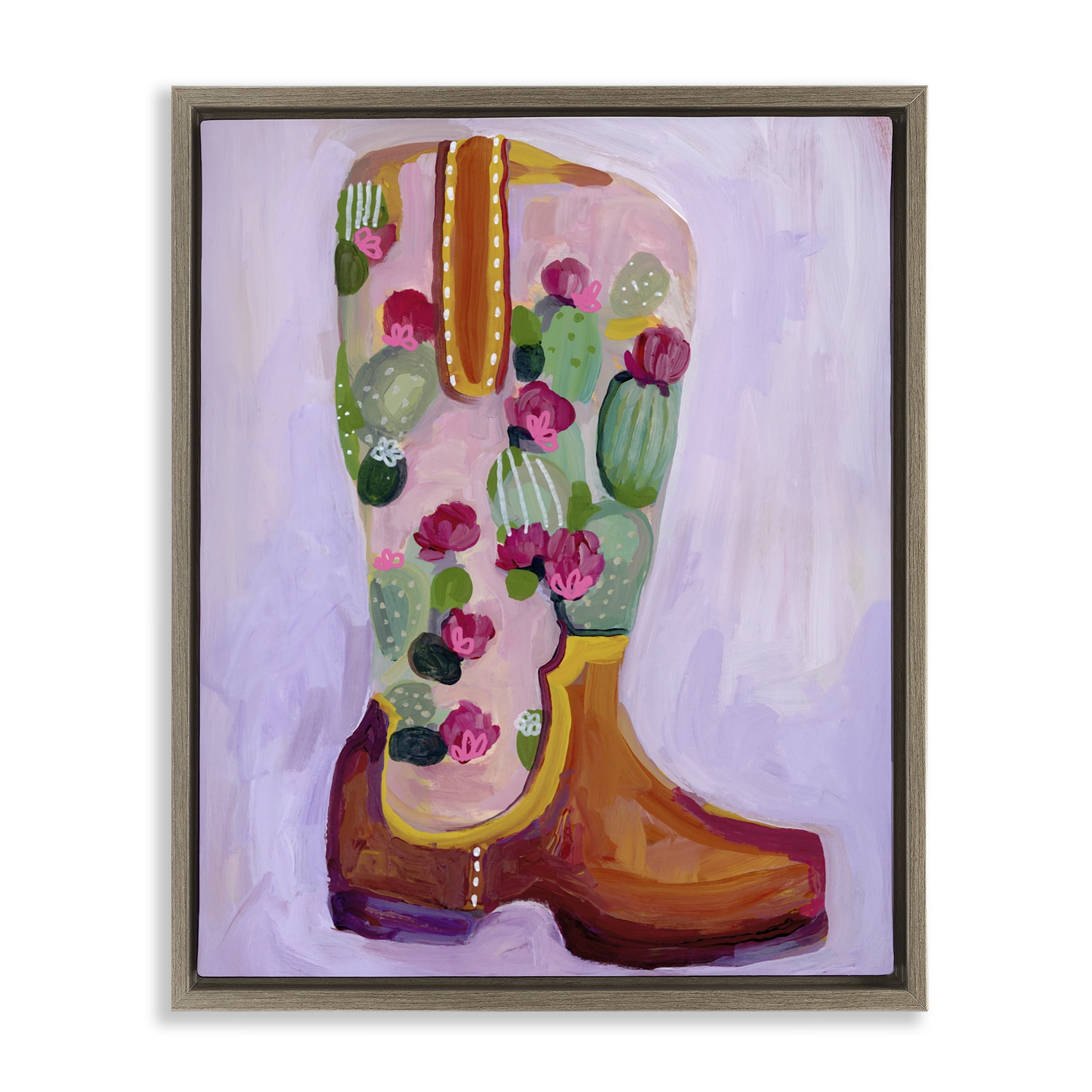 Desert Day Dream Boots Brown Framed Floater Canvas Wall Art, design by Ashley Davis