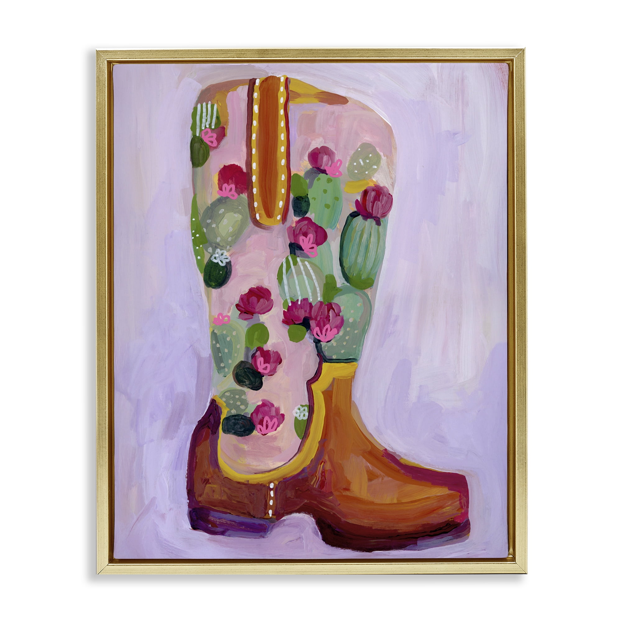 Desert Day Dream Boots Gold Framed Floater Canvas Wall Art, design by Ashley Davis
