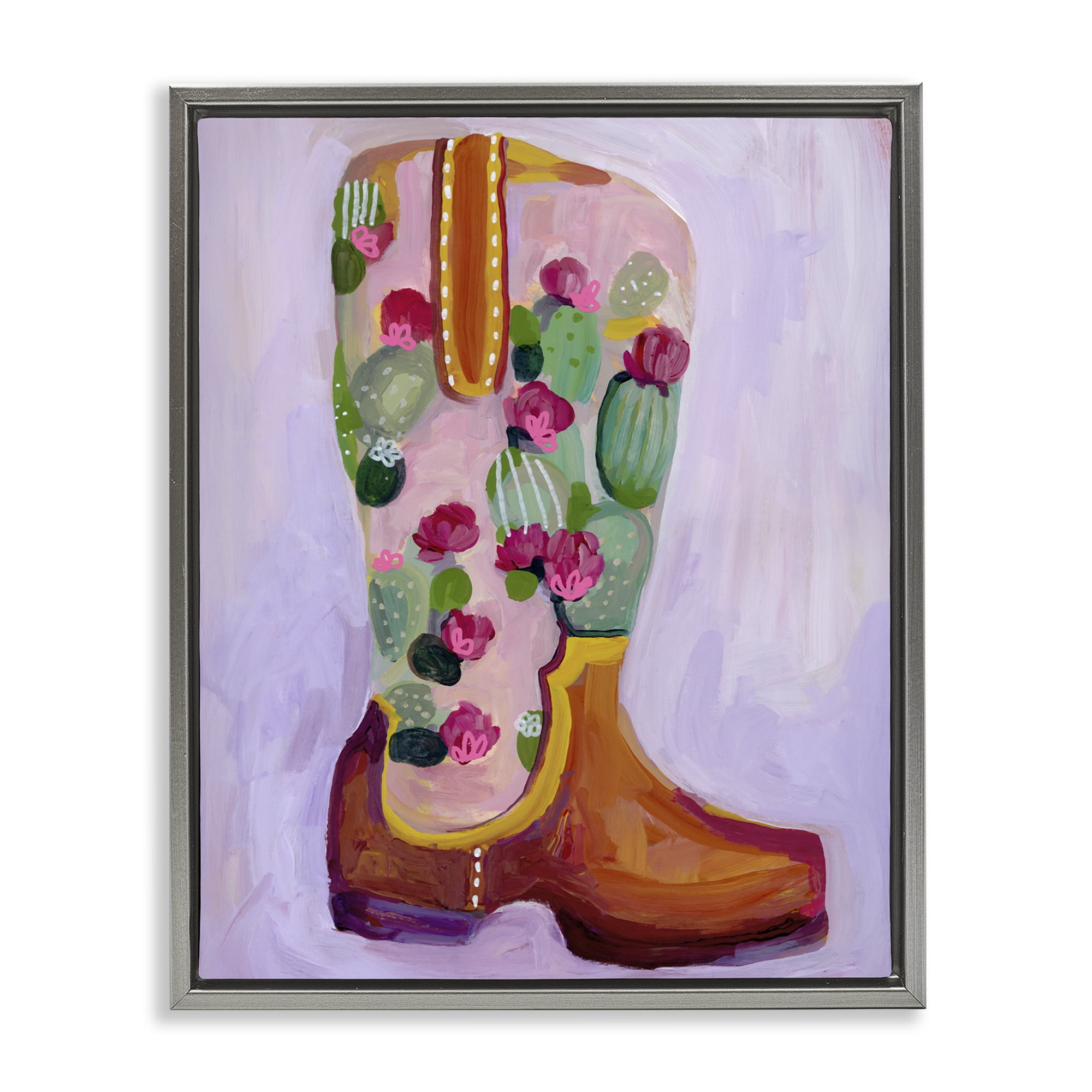 Desert Day Dream Boots Gray Framed Floater Canvas Wall Art, design by Ashley Davis