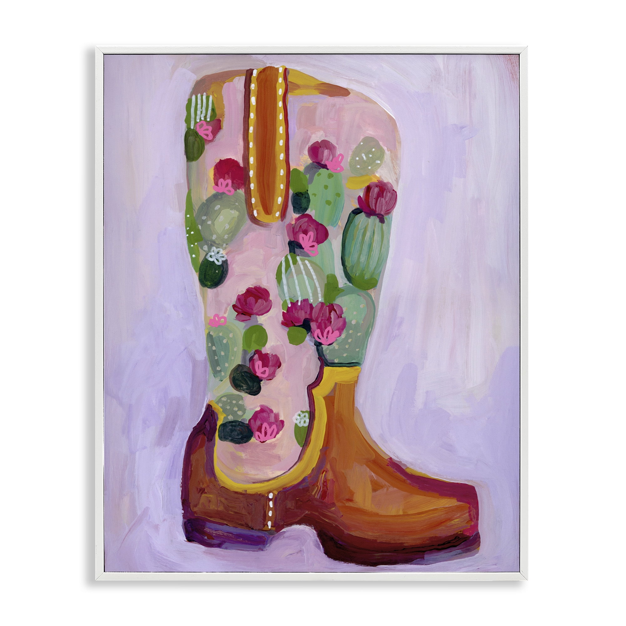 Desert Day Dream Boots White Framed Giclee Art, design by Ashley Davis