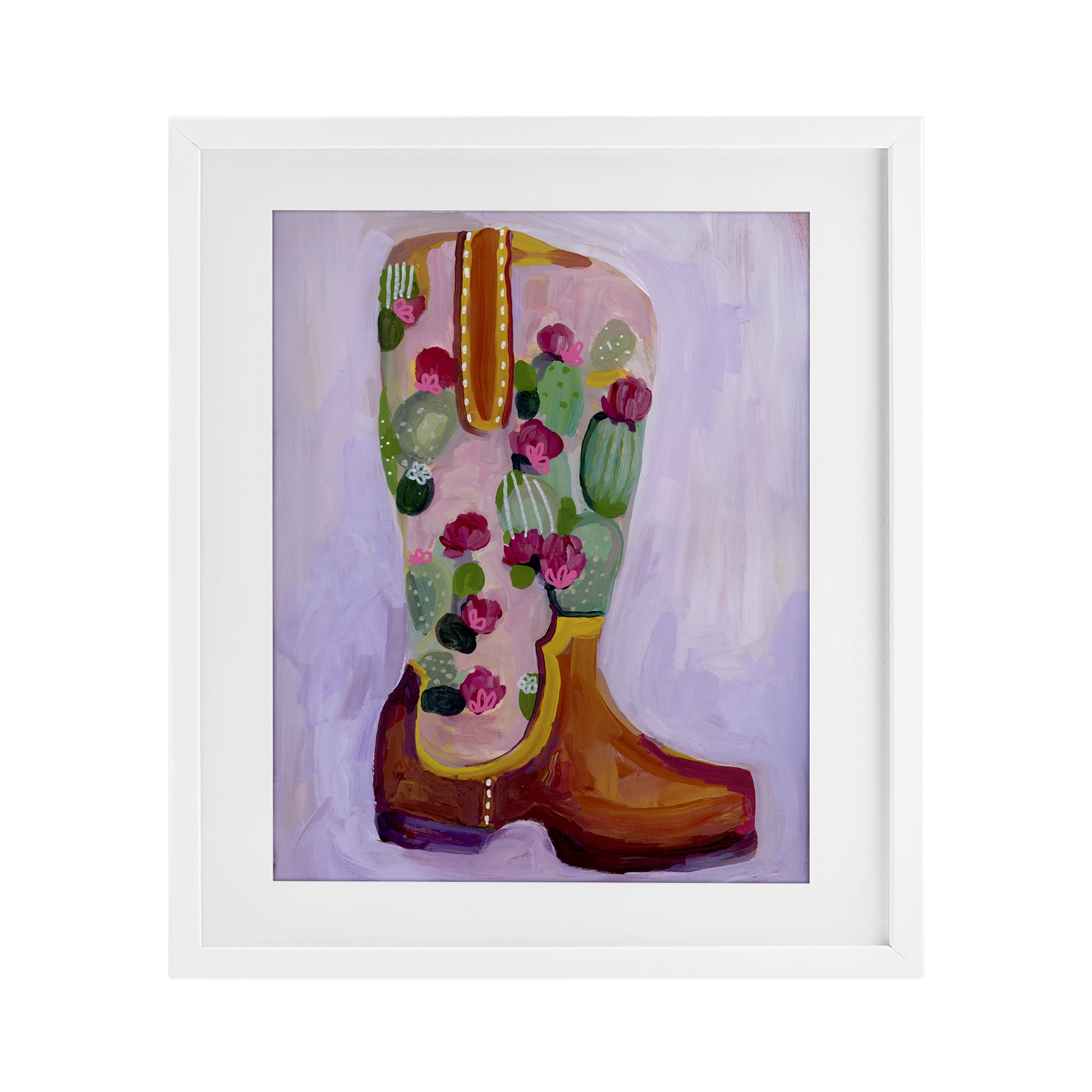 Desert Day Dream Boots White Framed Print Under Glass, design by Ashley Davis