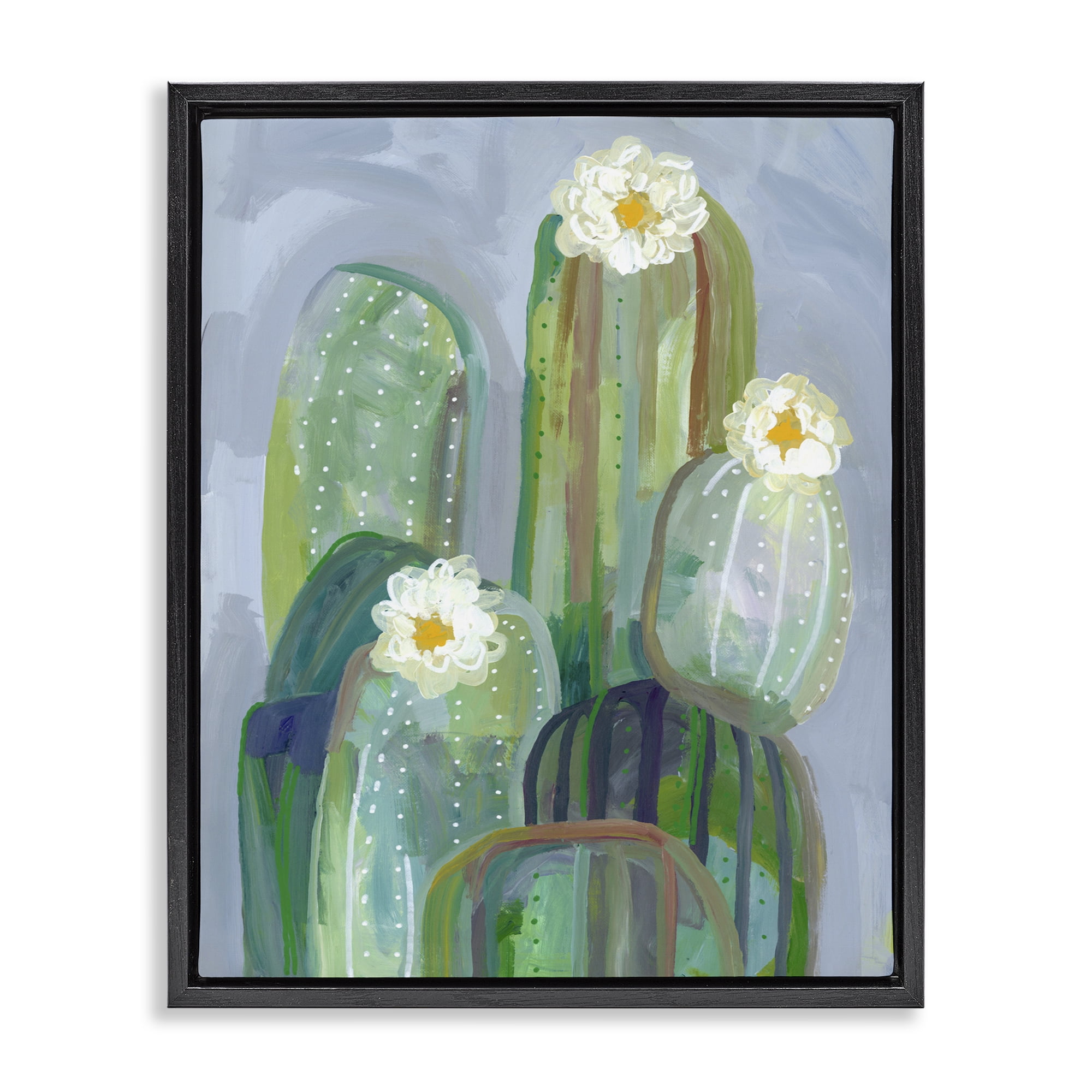 Desert Day Dream Cactus Black Framed Floater Canvas Wall Art, design by Ashley Davis