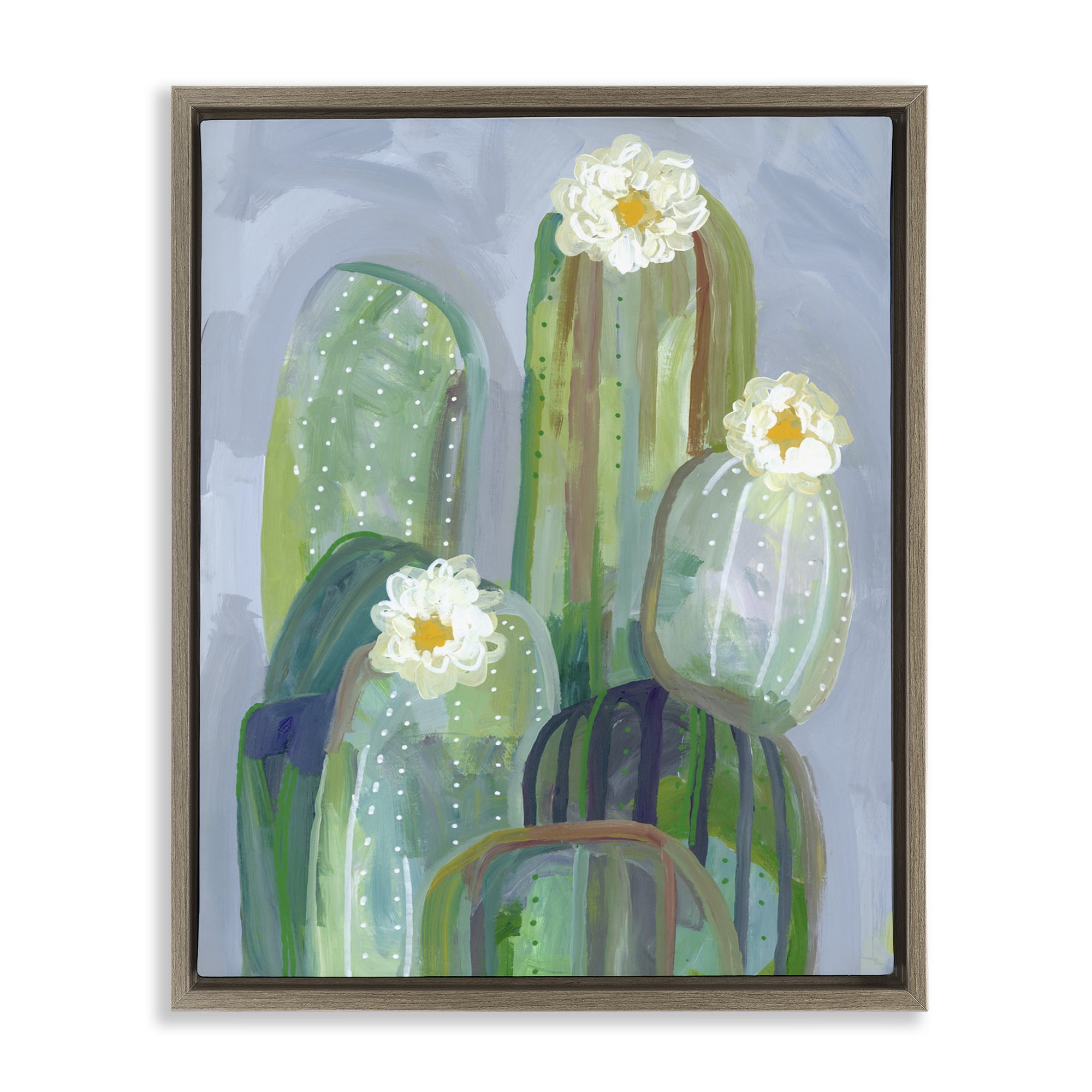 Desert Day Dream Cactus Brown Framed Floater Canvas Wall Art, design by Ashley Davis