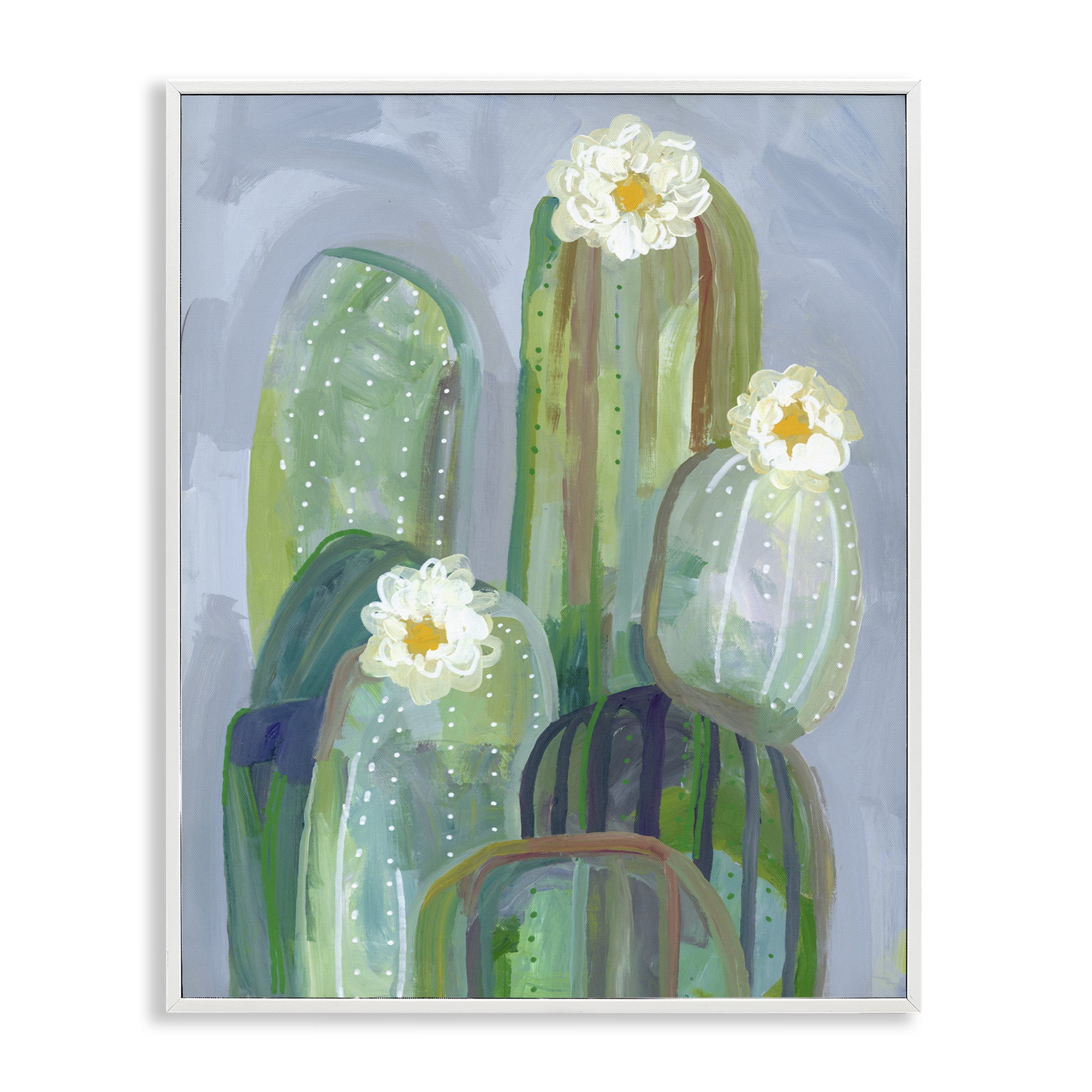 Desert Day Dream Cactus White Framed Giclee Art, design by Ashley Davis