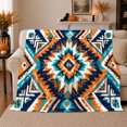 thumbnail image 1 of Desert Diamond Armchair Scene, Bold Rustic Geometric Folk Art Style for Boho Pattern Lovers, Orange Turquoise Motif and Housewarming Gift, Warm Flannel Blanket for Living Room Bedroom, Home Decor, 1 of 9