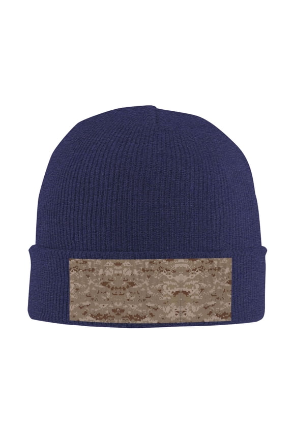 Desert Digital Camouflage Beanie Hat Men Women Warm Printed Cap Knit Beanies Hats Outdoor Winter Navy Blue