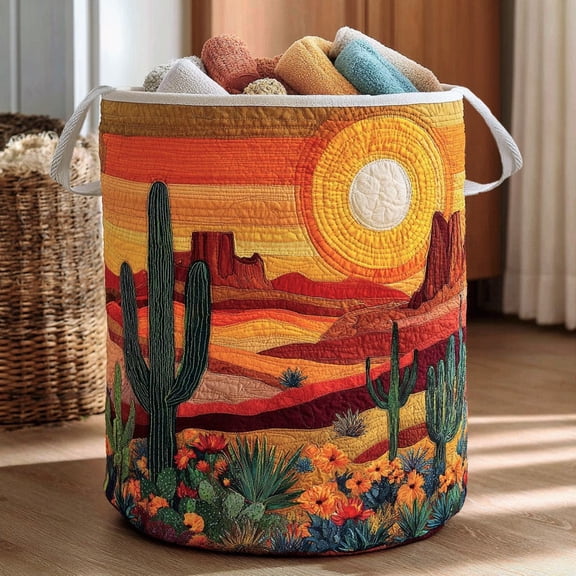 Desert Dream Cactus Quilted Laundry Basket
