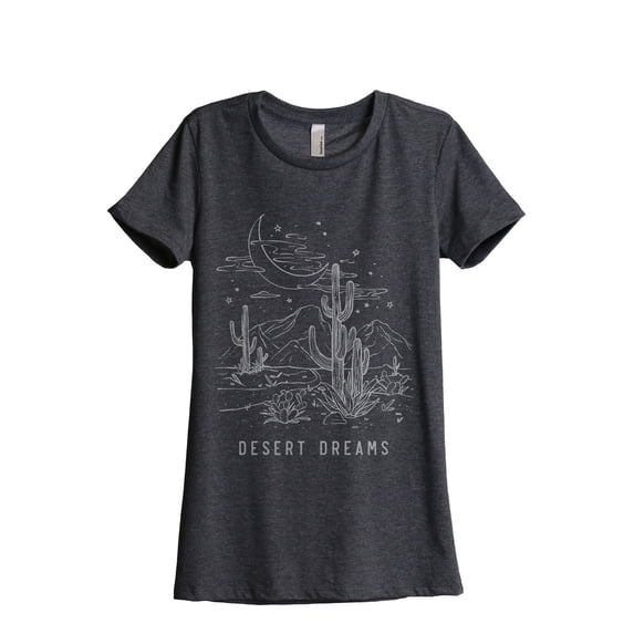 Desert Dreams Women's Fashion Relaxed T-Shirt Tee Charcoal Grey Medium