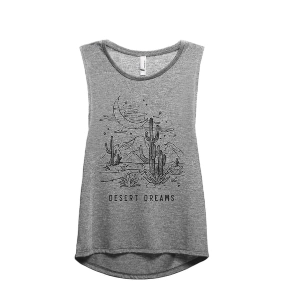 Desert Dreams Women's Fashion Sleeveless Muscle Workout Yoga Tank Top Heather Grey Grey 2X-Large