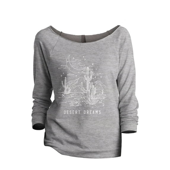 Desert Dreams Women's Fashion Slouchy 3/4 Sleeves Raglan Lightweight Sweatshirt Sport Grey Small