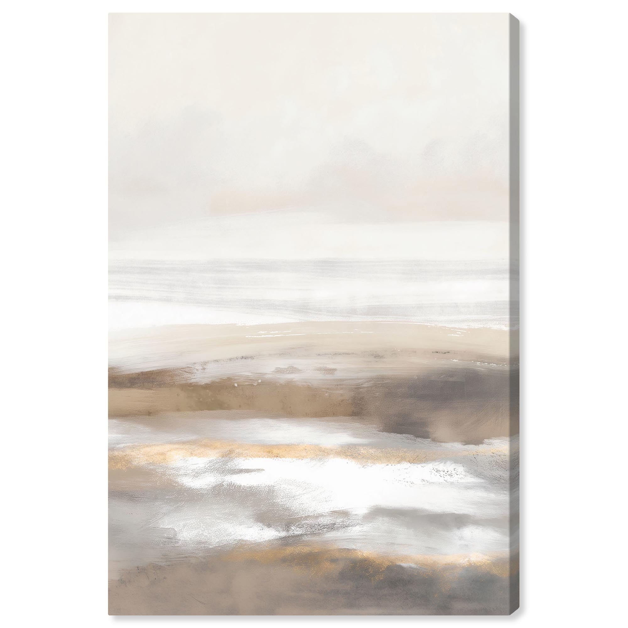 Desert Dunes Beige and White Abstract Canvas Art