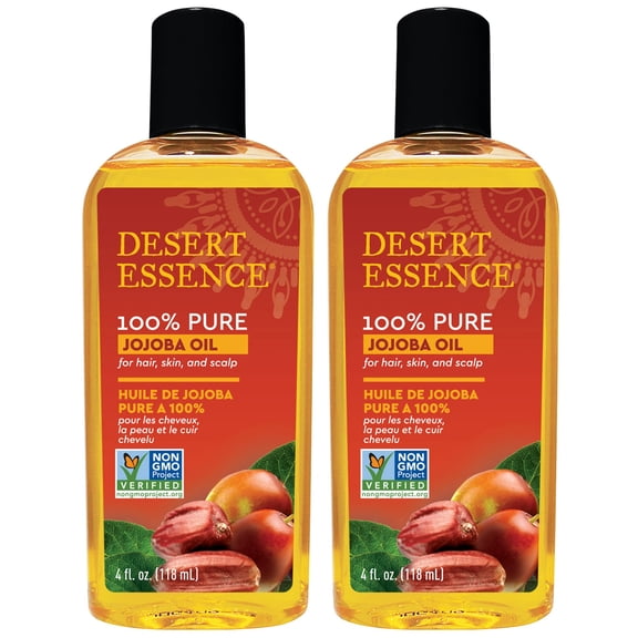 Desert Essence 100% Pure BCA3Jojoba Oil - 4 Fl of 2 - Haircare & Skincare Essential Oil - All Skin Types - No Oily Residue - May Help Prevent Flakiness - Makeup Remover - Aftershave Moisturizer