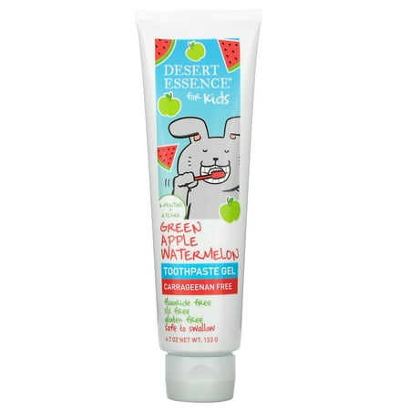 Desert Essence Kids, Toothpaste Gel, 6 Months to 6 Years, Green Apple Watermelon, 4.7 oz (133 g)
