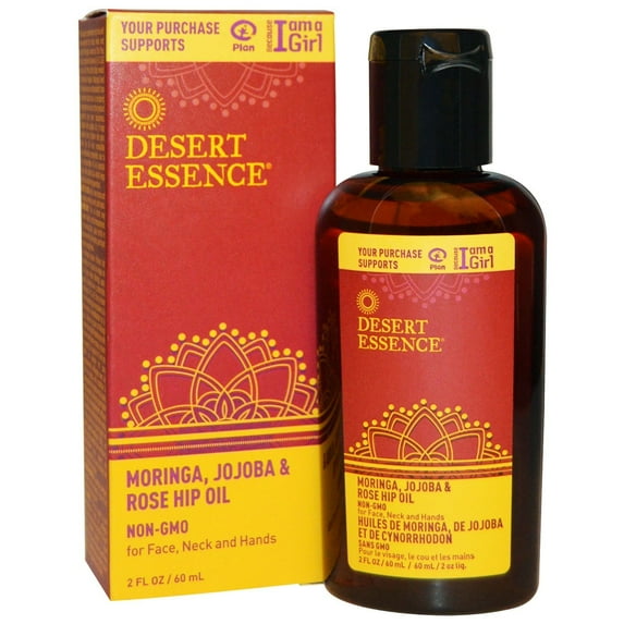 Desert Essence Moringa, Jojoba & Rose Hip Pure Oil Blend, Gluten Free, 2 oz