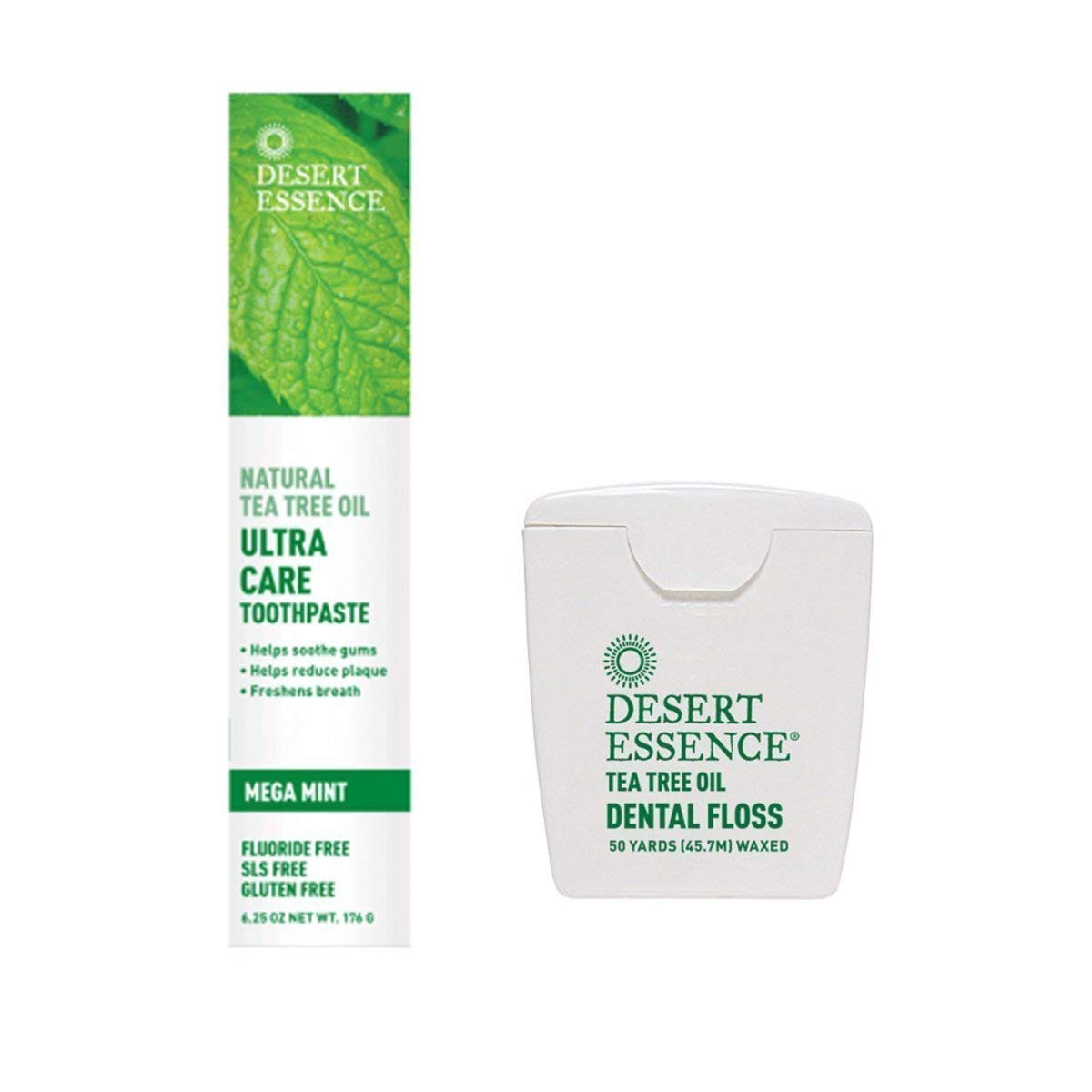 Desert Essence Natural Tea Tree Oil Toothpaste & Floss Bundle 6.25 Oz