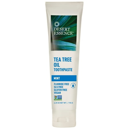 Desert Essence Natural Tee Tree Oil Fluoride-Free Toothpaste, Mint, 6.25 Oz