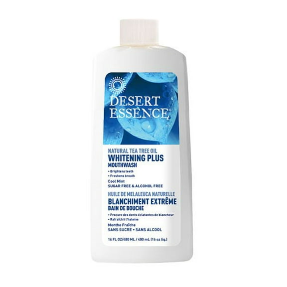 Desert Essence Tea Tree Oil, Whitening Plus Mouthwash, Cool Mint, 16 fl oz (473 ml)