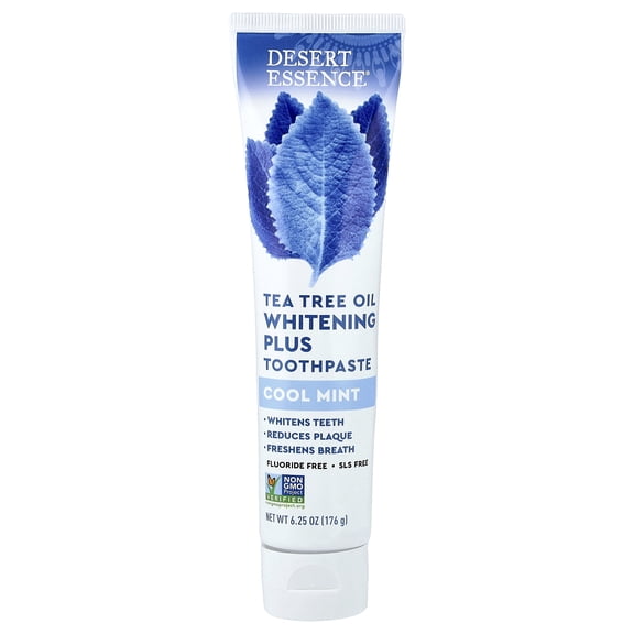 Desert Essence Toothpaste Whitening Plus Natural Tea Tree Oil Cool Mint 6.25 oz Paste