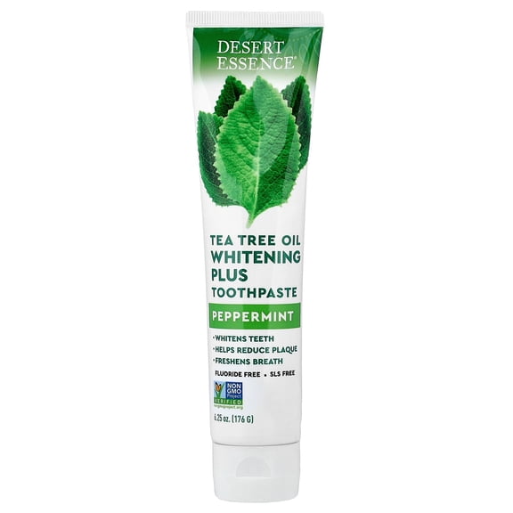 Desert Essence Tea Tree Oil Whitening Plus Toothpaste, Peppermint, 6.25 oz (176 g)