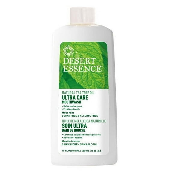 Desert Essence Ultra Care Mouthwash Tea Tree Oil Mega Mint, 16 Oz, 6 Pack