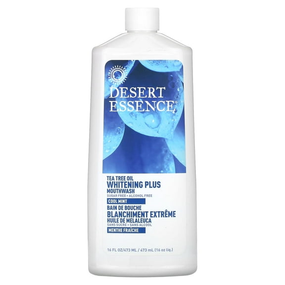 Desert Essence Whitening Plus Mouthwash Tea Tree Oil Cool Mint -- 16 fl oz Pack of 3
