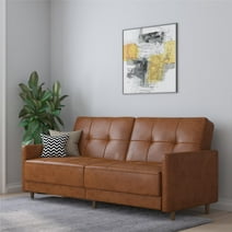Desert Fields Adera Coil Futon, Camel Faux Leather
