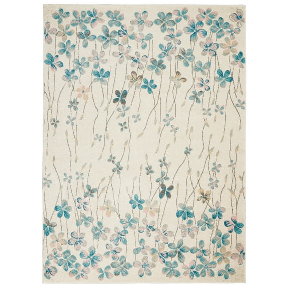 Serene Contemporary Floral Ivory 4' X 6' Area Rug, (4' x 6')