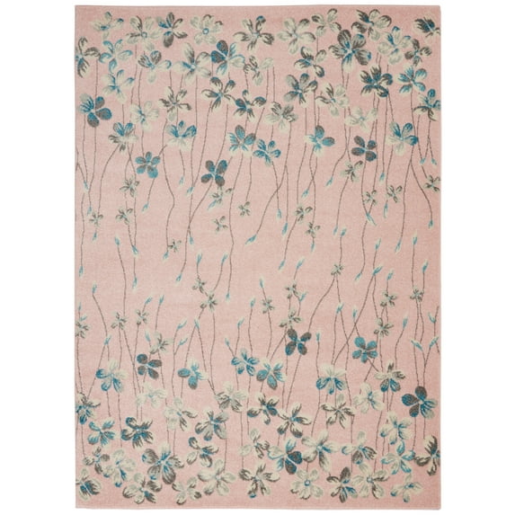 Serene Contemporary Floral Pink 5'3" x 7'3" Area Rug, (5' x 7')