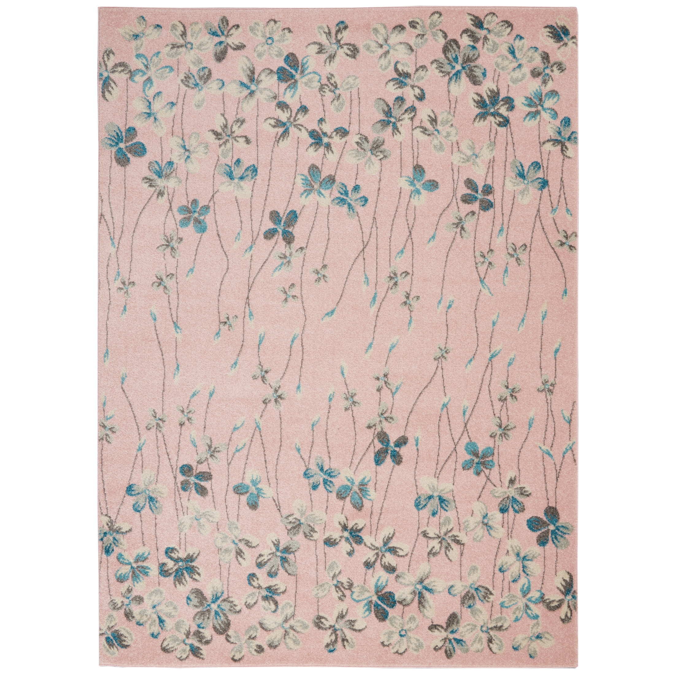 Serene Contemporary Floral Pink 6' x 9' Area Rug, (6' x 9')