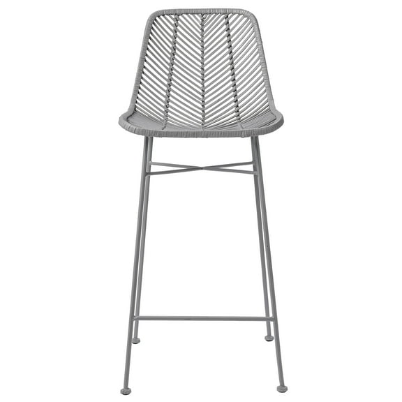 Desert Fields Boho Chic Rattan Seat Design Bar Stool, Gray