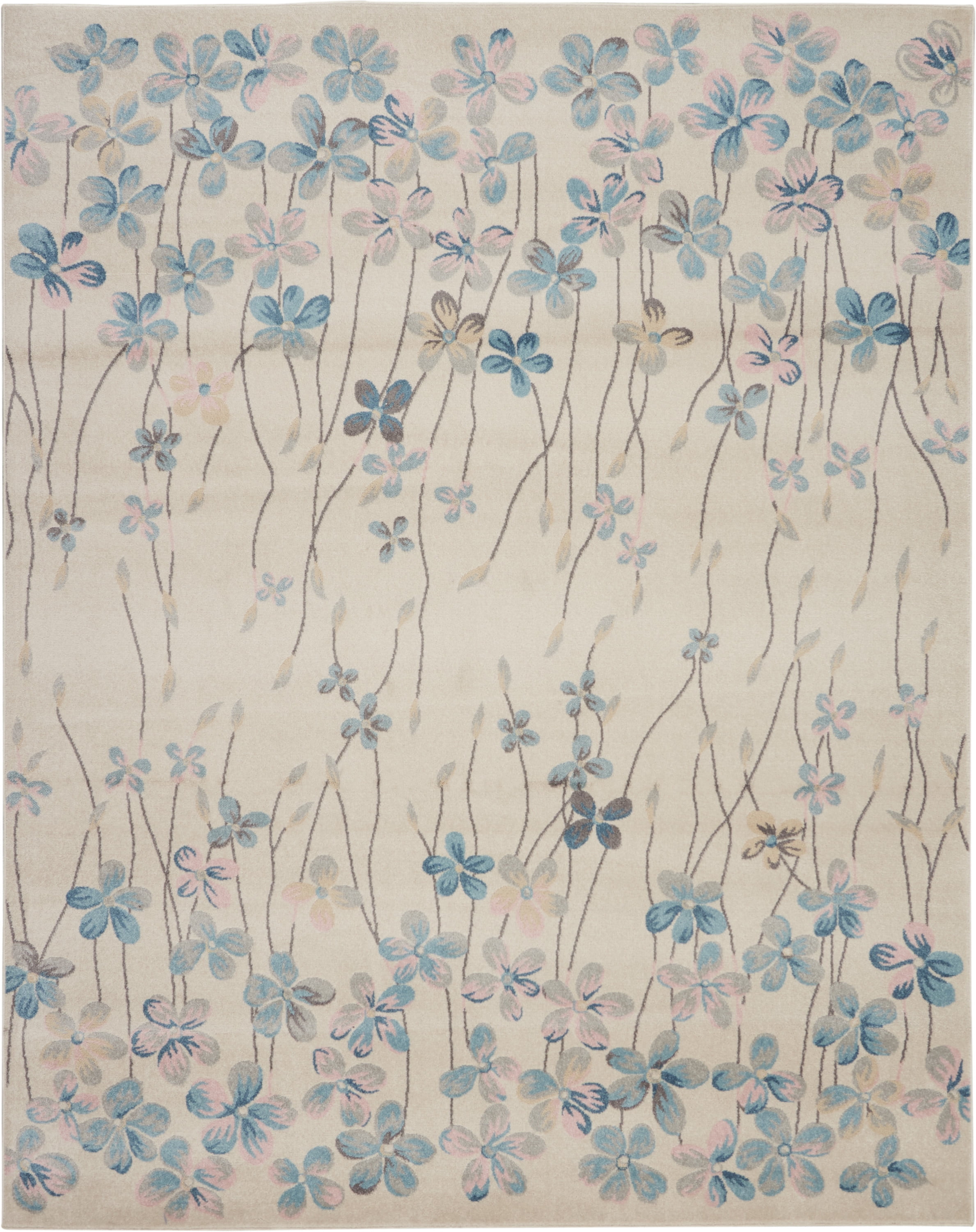 Desert Fields Contemporary Floral Ivory 8'10" x 11'10" Area Rug, (9' x 12')