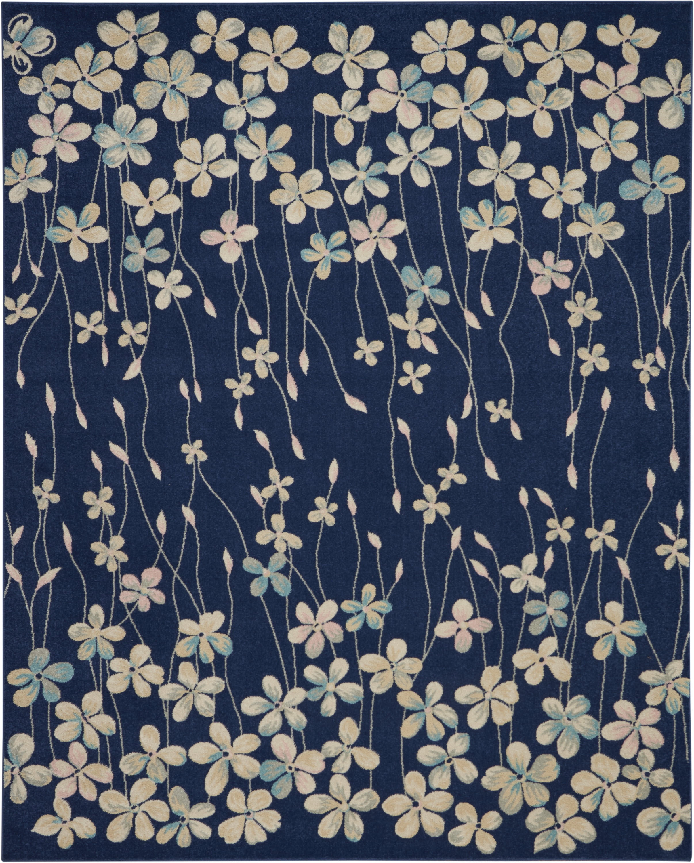 Desert Fields Contemporary Floral Navy 8'10" x 11'10" Area Rug, (9' x 12')