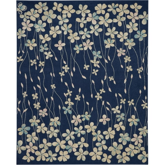 Desert Fields Contemporary Floral Navy 8' x 10' Area Rug, (8' x 10')