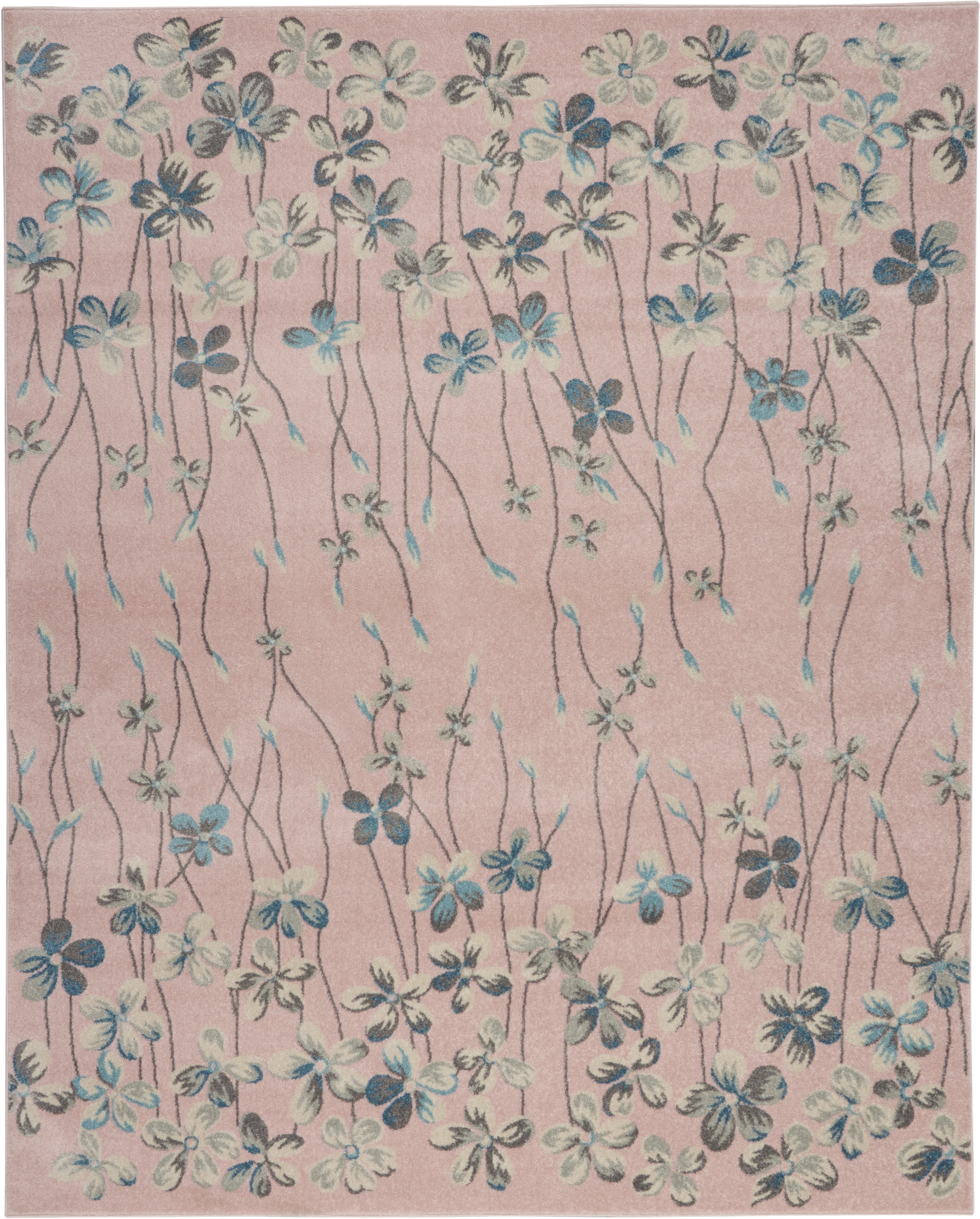 Desert Fields Contemporary Floral Pink 8'10" x 11'10" Area Rug, (9' x 12')