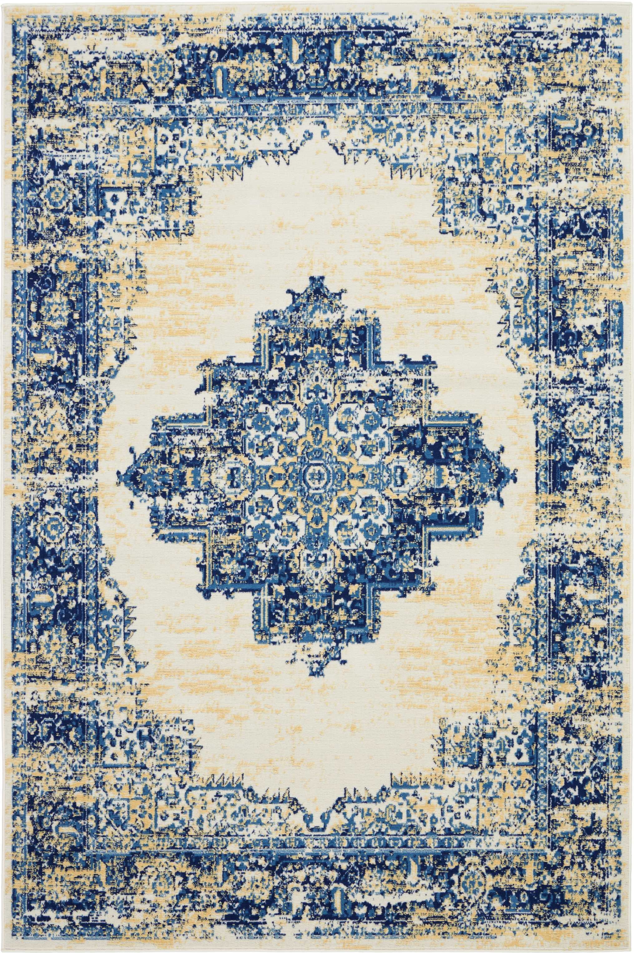 Desert Fields Contemporary Medallion Loomed Area Rug, 0.5' x 0.7'