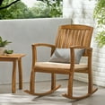 thumbnail image 1 of Desert Fields Dewitt Outdoor Acacia Rocking Chair with Cushion, Teak & White, 1 of 12
