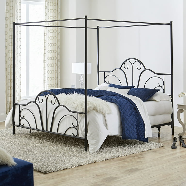 Desert Fields Dover King Size Canopy Bed Textured Black