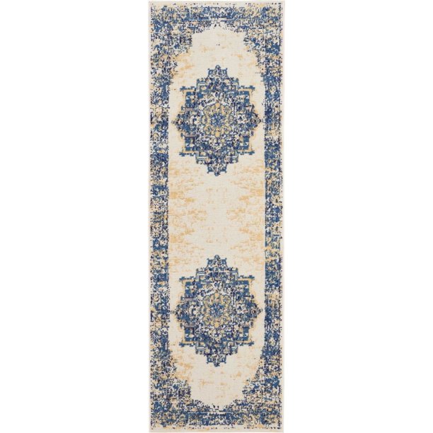 Desert Fields Eclectic Essentials White Center Medallion Persian Area Rug