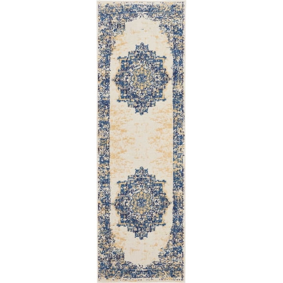 Desert Fields Eclectic Essentials White Center Medallion Persian Area Rug