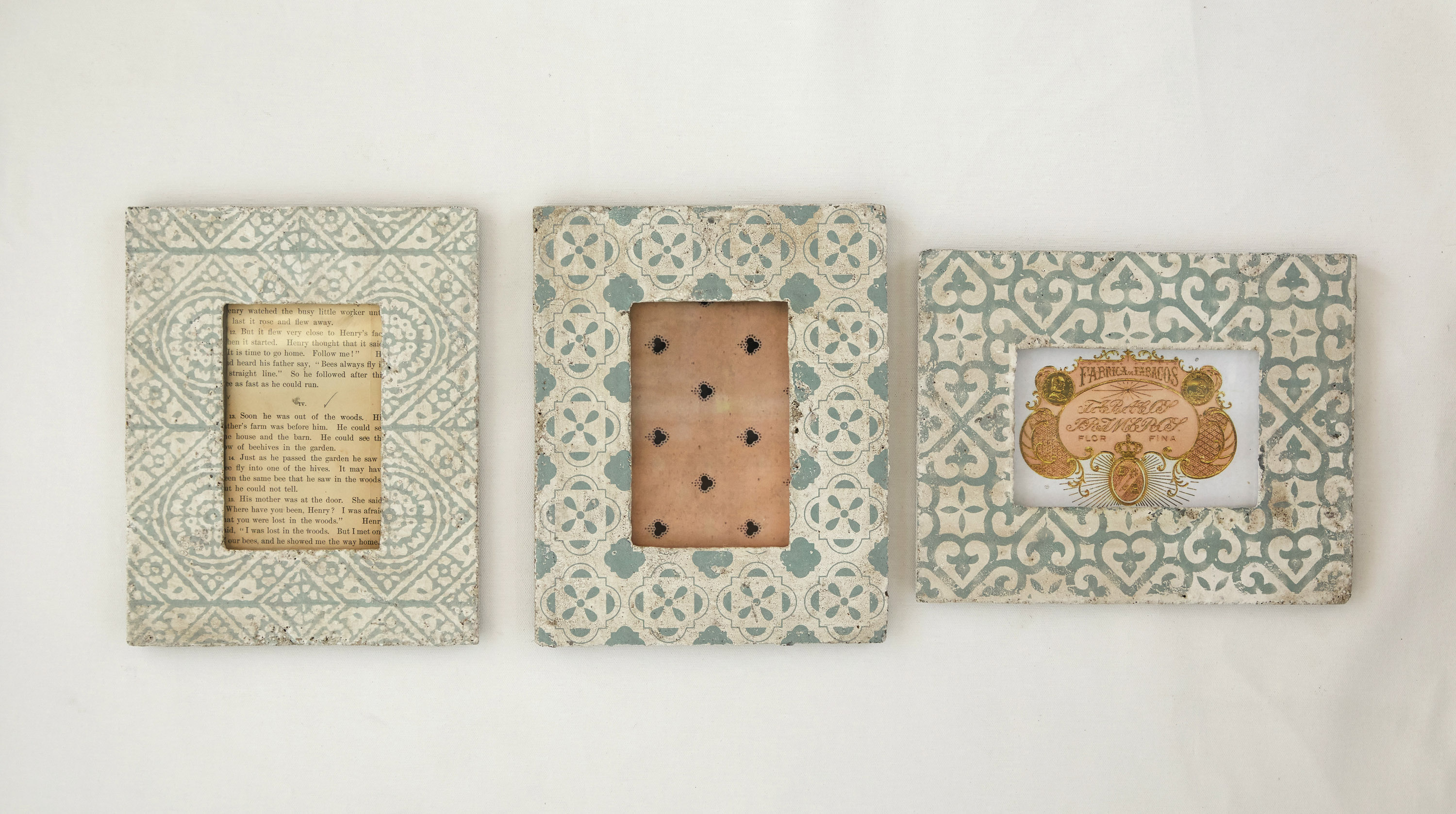 Desert Fields Grey & White Cement Photo Frames (Set of 3 Designs)