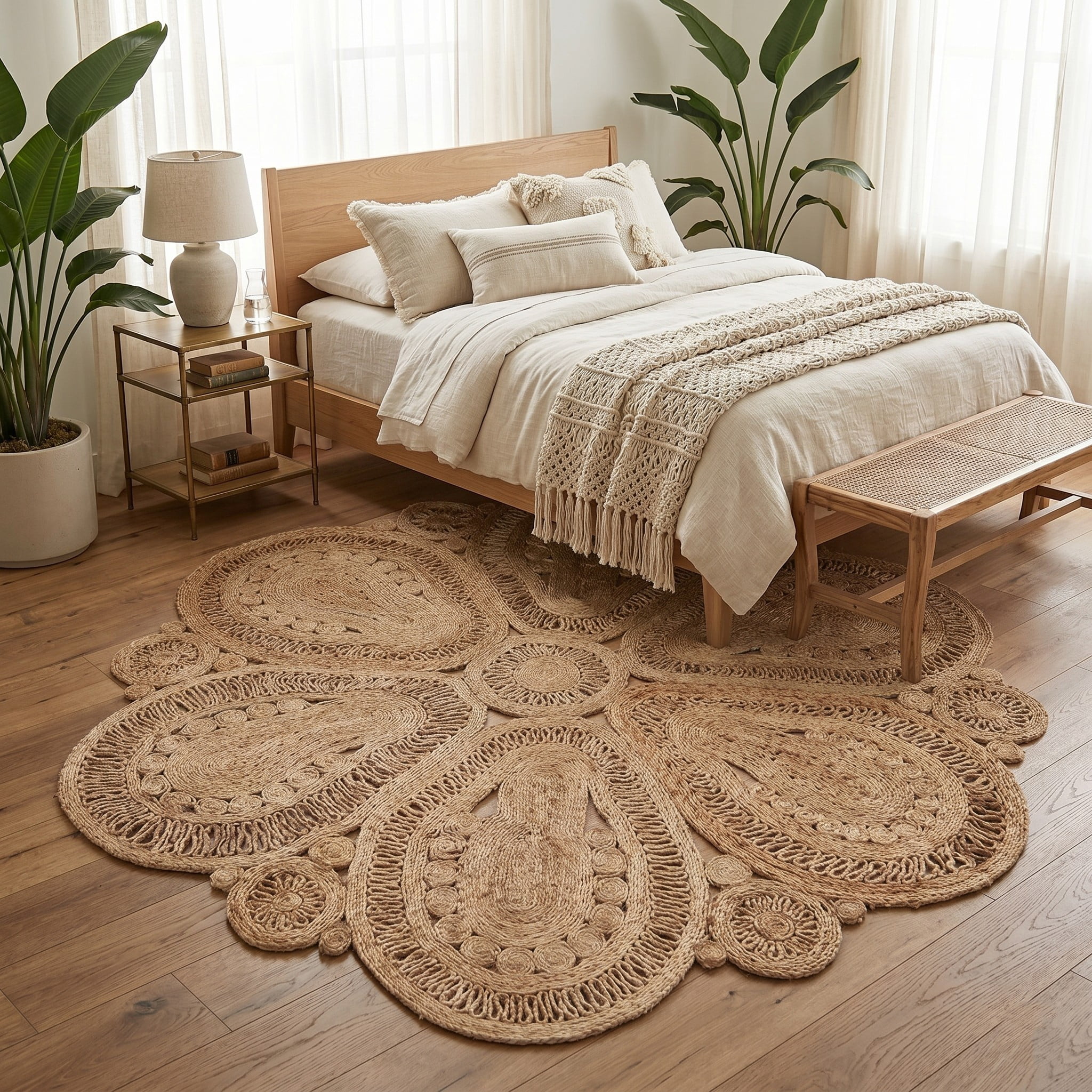 Harlow Hill Cora 6' Round Brown Solid Hand Braided Reversible Jute Indoor Area Rug