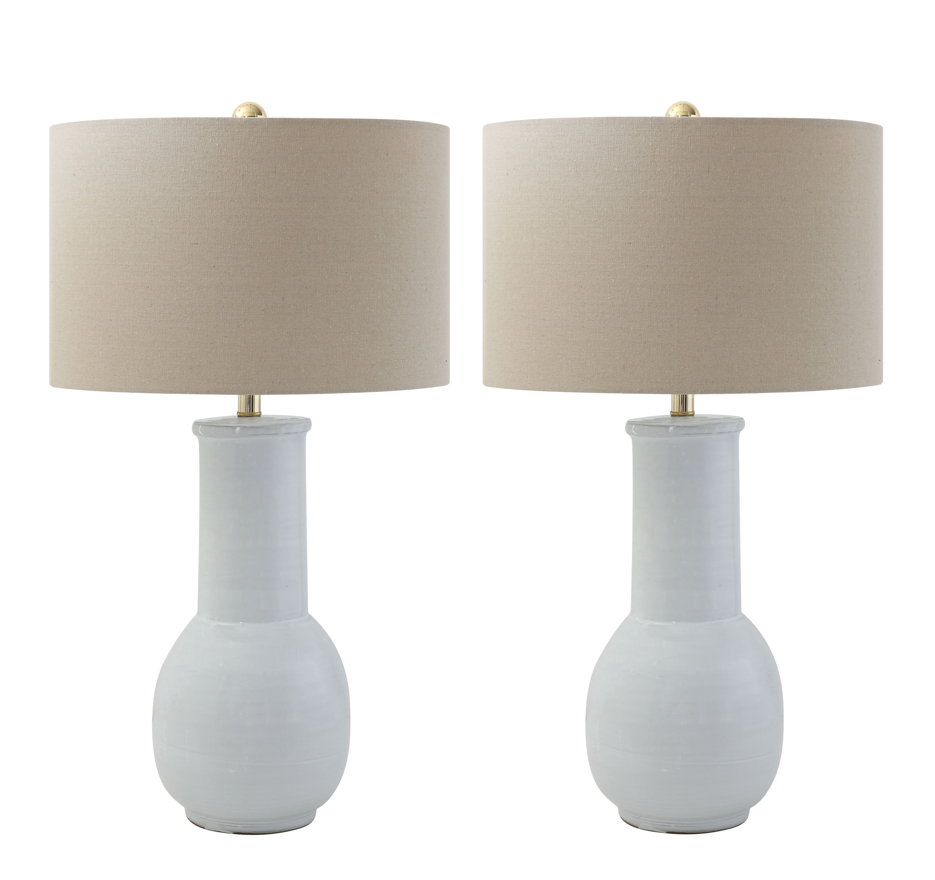 Desert Fields Terracotta Table Lamps with Linen Shades, 17" x 30", White and Natural