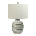 thumbnail image 1 of Desert Fields Textured Ceramic Striped Table Lamp with Shade, 23", Cream and Grey, 1 of 3