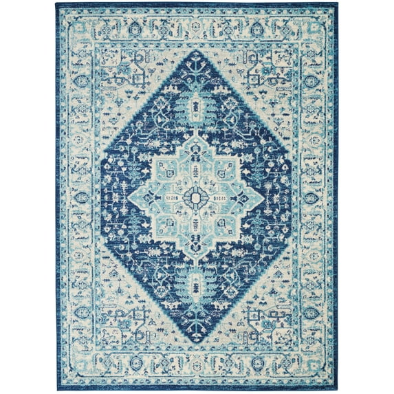 Serene Distressed Persian Ivory/Navy 4' x 6' Area Rug, (4' x 6')