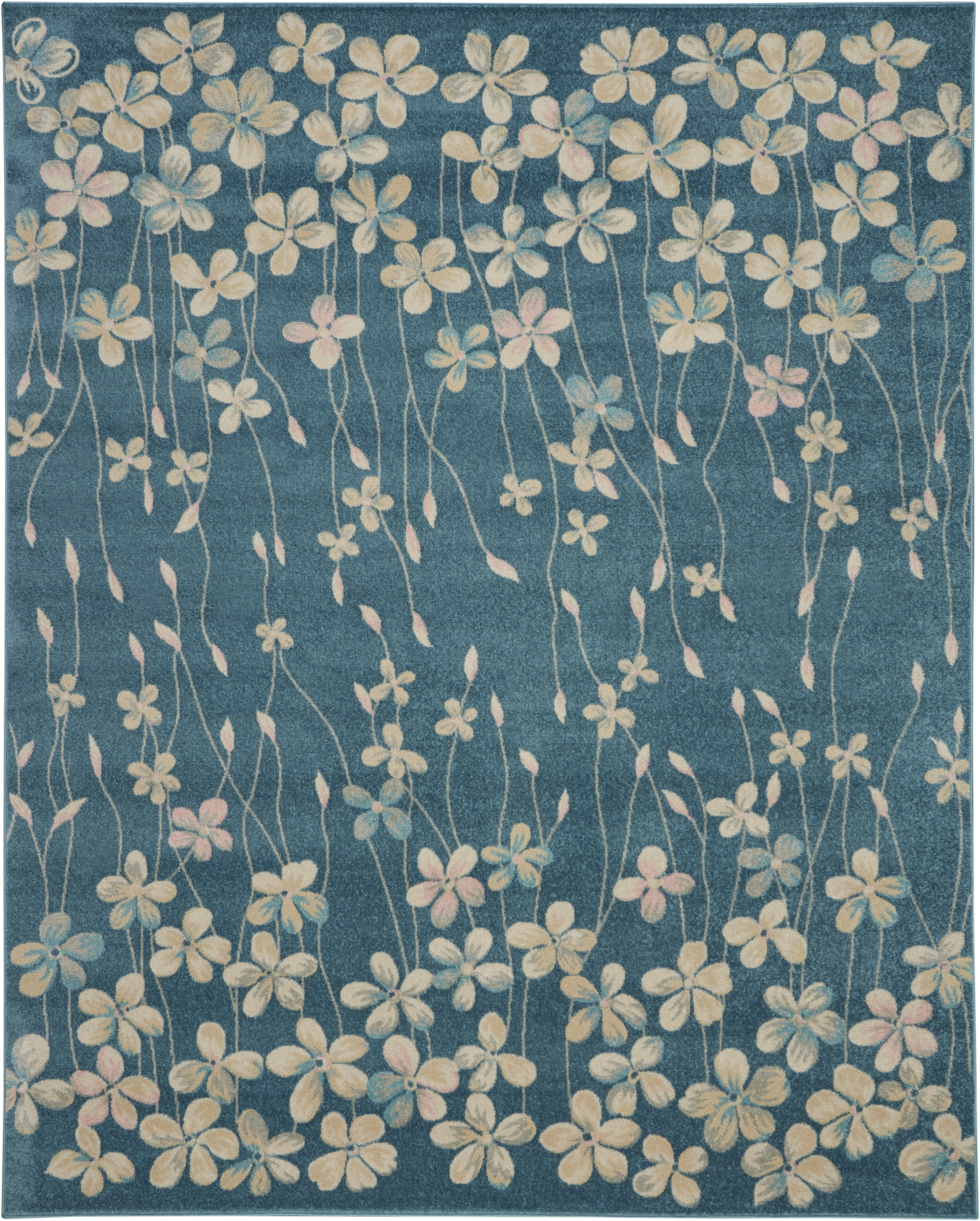 Desert Fields Traditional Persian Turquoise 8'10" x 11'10" Area Rug, (9' x 12')