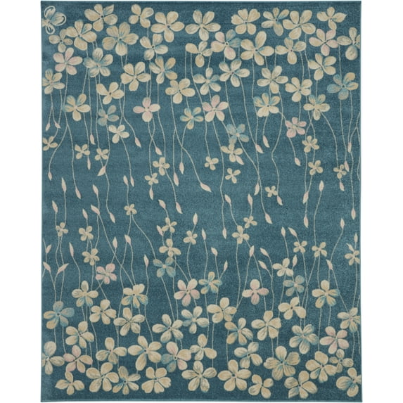 Desert Fields Traditional Persian Turquoise 8'10" x 11'10" Area Rug, (9' x 12')