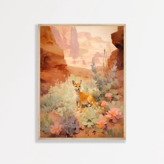 Desert Fox Wall Art Retro Animal Home Decor