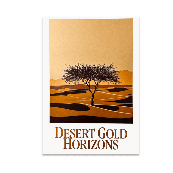 Desert Gold Horizons Minimalist Wall Art - Southwestern Decor Enthusiast - 13x19 Poster Print