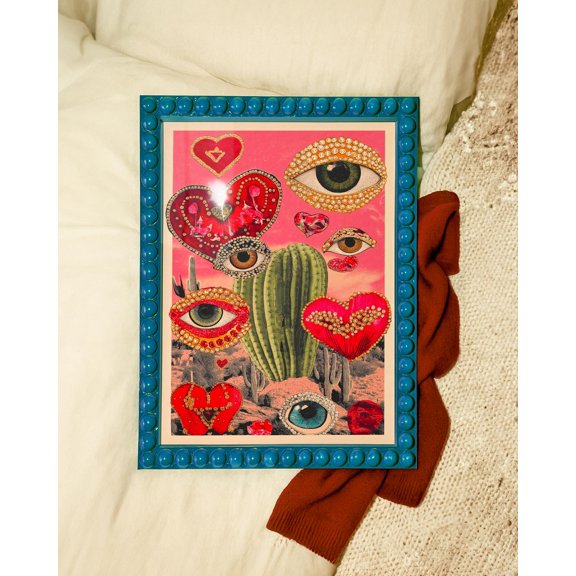 Desert Heart Eye Art Print: Surreal Maximalist Collage, Poster Only